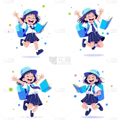 开学季卡通感人物书本元素