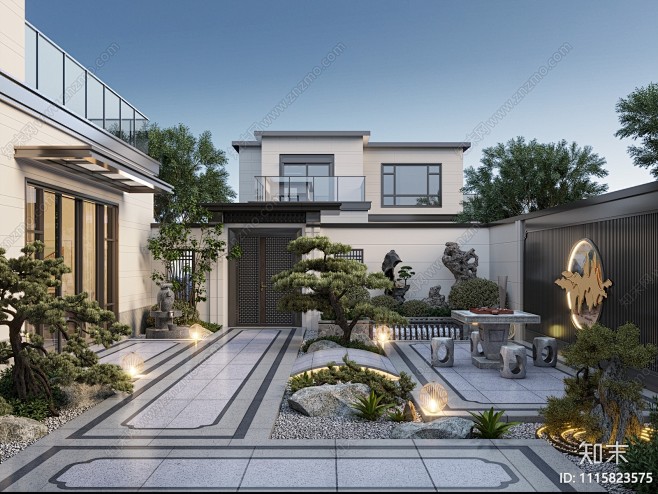 新中式居家庭院3D模型下载【ID:111...