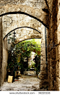 stock photo : Medieval street in Old city of Rhodes island. Greece