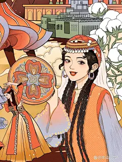 总要去一次新疆吧少数民族维吾尔族插画