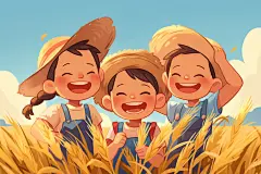 麦田丰收立秋手绘设计
