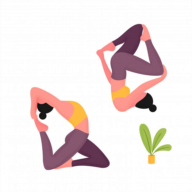 女人瑜伽动作姿势插画矢量图素材