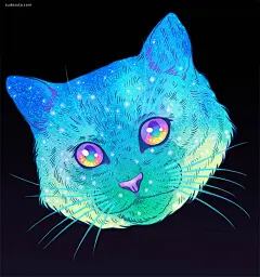 Jen Bartel 梦幻般的猫咪插画 韩国 超现实主义 色彩构成 色彩 肖像插画 矢量插画 梦 手绘 彩虹 宇宙 喵星人 动物 