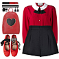 A fashion look from September 2016 featuring red silk top, highwaist shorts and polyurethane bags. Browse and shop related looks.