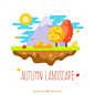 Cute autumn landscape Free Vector