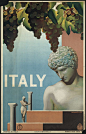 意大利 Vintage travel posters. This one's for Genova, Italy. I see wine, ruins, and statuesque Roman men.