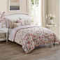 Rose Garden Comforter Set : Let your bed space bloom in style with the Rose Garden Comforter Set. In a soft palette of blush and natural tones, delicate roses blossom against the ground of this plush spread, reversing to a geometric floral motif for doubl