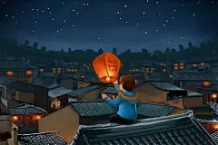 水彩手绘中国风新年春节风景插画图案喜庆人物背景图片PS设计素材