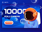 10000 followers of DWTD 粉丝 设计 宇航员 插图 蓝色 ui