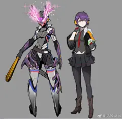 也不知道为什么就画出这变身形态了……总之这学校打枪的，兽人的，召唤恶魔的还有变身系应该是齐活了……#画师collection# ​​​​