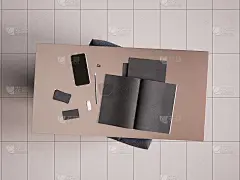 品牌文具模型场景。三维演示