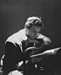 Marlon Brando photographed reading the script for "A Streetcar Named Desire", 1947