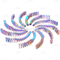 C4D-3D立体酸性风多米诺骨牌5