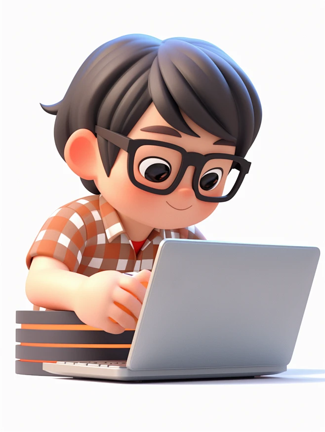 cliangqun_Asian_illustration_round_face_no_glasses_A_male_programmer_in ...