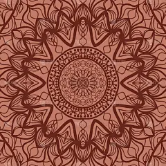 东方花卉图案。曼荼罗的设计。矢量插图。手绘万花筒背景。红砖色