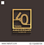 40 years anniversary celebration logotype style linked line in the square with golden color. vector illustration isolated on dark background