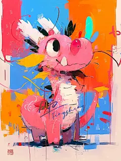 涂鸦小粉龙，萌化你的心。#龙 #涂鸦 #插画 #壁纸 #可爱到爆炸@风声~，采集@屿堍