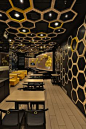 Irregular hexagons are distributed throughout the ‘rice home’ restaurant located in guangzhou city, china by hong kong company AS design. Description from pinterest.com. I searched for this on bing.com/images