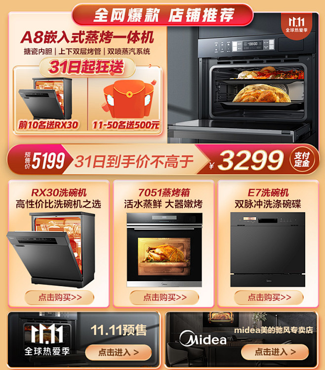 美的（Midea）洗碗机家用 13-14...