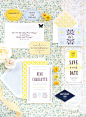 Blue and yellow invitation suite by MaeMae Paperie