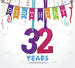 32岁生日庆祝贺卡设计