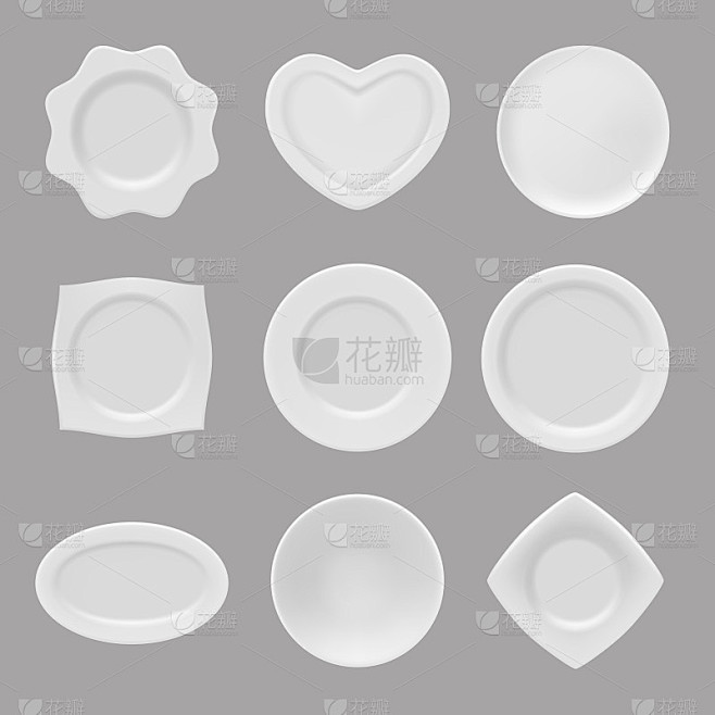 现实的盘子。矢量插图的现实餐具