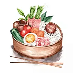 水彩乌梅博希便当插图