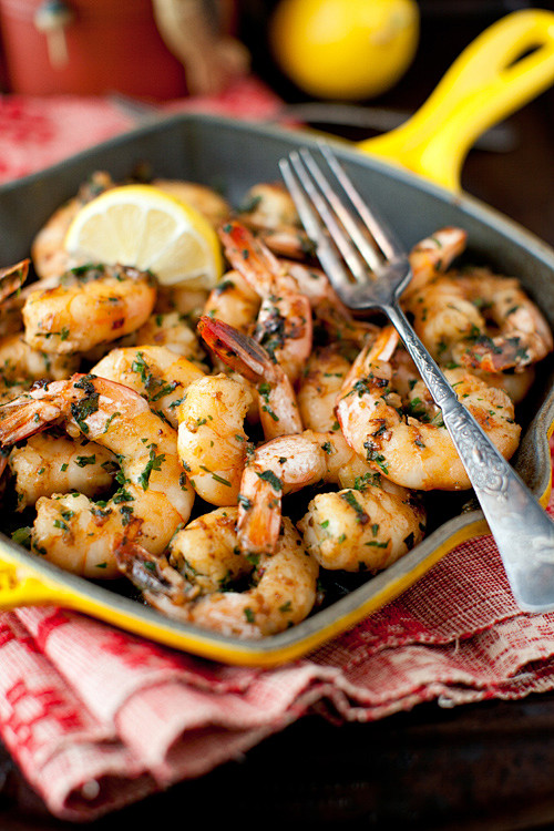 Shrimp with garlic, ...