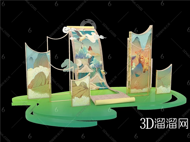 【新中式美陈3D模型】-3D新中式美陈3d模型下载-溜溜IDHEH007471461716-免费3Dmax模型库_3d溜溜网-花瓣网