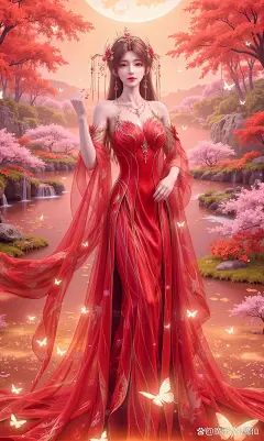 月亮女神降临，红衣飘飘...@国漫动态女主壁纸的动态