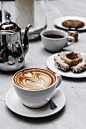closeup photo of coffee latte in ceramic mug