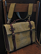 Model A Repurposed Transport Bag -  Canvas and Leather Satchel / Briefcase / Laptop Bag. via Etsy by W Durable Goods