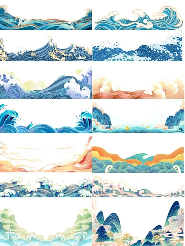 马克笔手绘—超实用万能多形态水浪元素