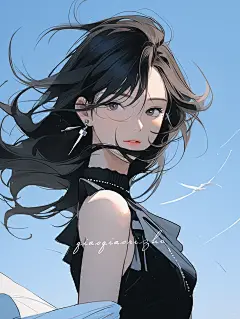 极简美学｜女生插画头像｜天空蓝