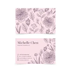 逼真的手绘花卉名片模板