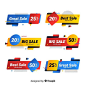 Colorful memphis sale banner pack Free Vector