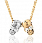 mens accessories Shining Eyes Two Skull Gold Pendant Necklace 