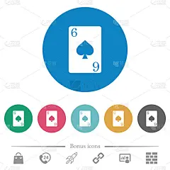 六张黑桃牌扁圆图标