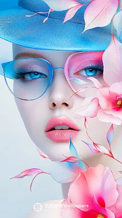 手机壁纸#D474丨粉蓝色系清凉夏日少女II - 小红书