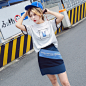2016夏季韩版短袖宽松时尚T恤两件套短裙牛仔裙A字包臀裙套装女潮-淘宝网
