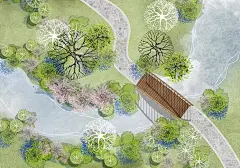 淡雅风住宅小区景观彩平ps分层素材小清新居住区景观规划彩平psd-花瓣网