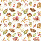 秋季卡通水彩动物松鼠刺猬印刷可爱装饰免抠PNG图案 透明设计素材 (32)