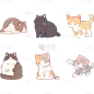 动物系列手绘描边小猫贴纸