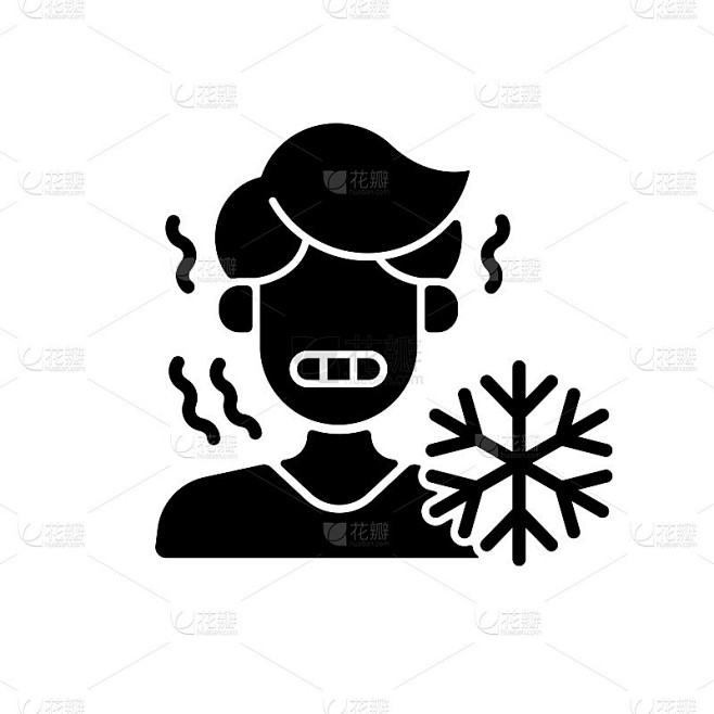 寒冷的黑色字形图标