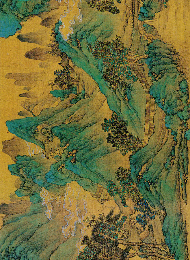 明仇英辋川十景图绢本国画山水高清图印刷喷...