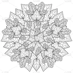 黑白花卉图案的涂色书在涂鸦风格。