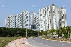 建筑业,现代,外立面,水平画幅,建筑,无人,蓝色,豪宅,房地产,户外