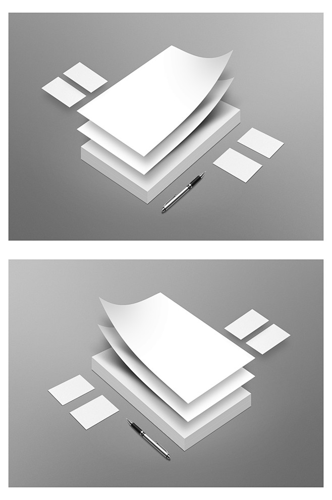 品牌vi笔卡片a4纸张效果图样机