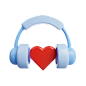 Heart With Headset  3D Illustration