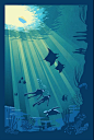 Retro Scuba Diving poster art illustration by ArtBySassanFilsoof